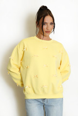Bow Trim Crew Neck Sweatshirt