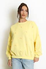 Bow Trim Crew Neck Sweatshirt