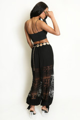 Sheer lace Balloon Trouser With Tie Cuff 