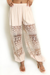 Sheer lace Balloon Trouser With Tie Cuff 