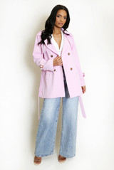 Short Trench Coat With Belt