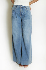 Pleated Wide Leg Jeans