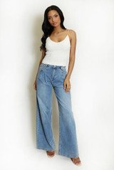Pleated Wide Leg Jeans