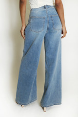Pleated Wide Leg Jeans