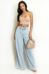 Visible Seam Side Pleat Jeans