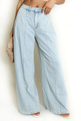 Visible Seam Side Pleat Jeans