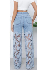 Blue Crochet Mid Rise Jeans
