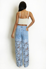 Blue Crochet Mid Rise Jeans