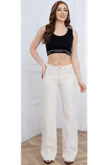 White Low Waist Wide Leg Jeans