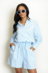 Diamante Embellished Shirt And Shorts Set