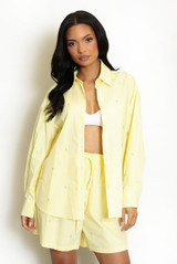 Diamante Embellished Shirt And Shorts Set