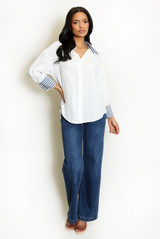 Striped Contrast Cuff Shirt