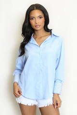 Striped Contrast Cuff Shirt