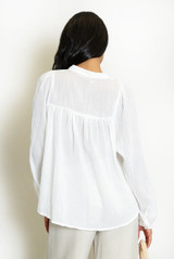 Paisley Embroidered Linen Blouse