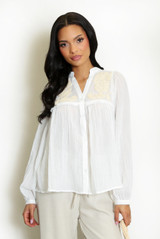 Paisley Embroidered Linen Blouse