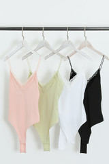 Lace Trim V Neck Bodysuit