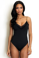 Lace Trim V Neck Bodysuit