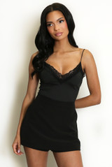 Lace Trim V Neck Bodysuit