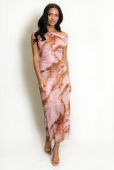 One Shoulder Tie Dye Midi Dress