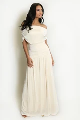 Drape Bardot Ruched Maxi Dress