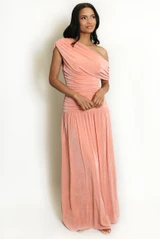 Drape Bardot Ruched Maxi Dress