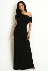 Drape Bardot Ruched Maxi Dress