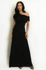 Drape Bardot Ruched Maxi Dress