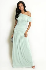 Drape Bardot Ruched Maxi Dress
