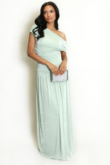 Drape Bardot Ruched Maxi Dress