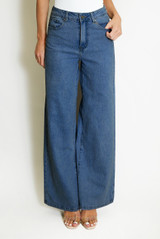 Washed Wide Leg Dad Fit Jeans