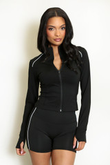 Contrast Piping Active Zip Top