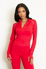 Contrast Piping Active Zip Top