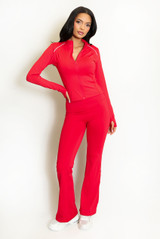 Contrast Piping Active Zip Top