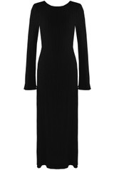 Textured Flute Sleeves Midi Dress