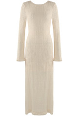 Textured Flute Sleeves Midi Dress