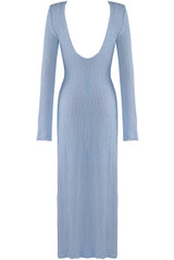 Textured Flute Sleeves Midi Dress