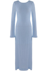 Textured Flute Sleeves Midi Dress