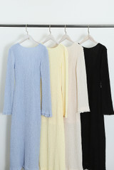 Textured Flute Sleeves Midi Dress