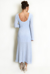 Textured Flute Sleeves Midi Dress