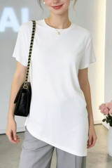 Asymmetric Hem Round Neck T-Shirt