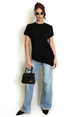 Asymmetric Hem Round Neck T-Shirt