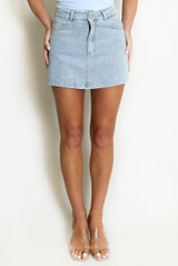 Embellished Denim Skort