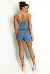 Embellished Denim Skort