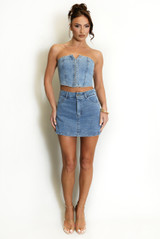 Embellished Denim Skort