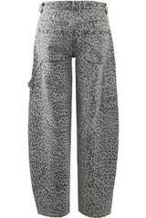 Leopard Print Barrel Jeans