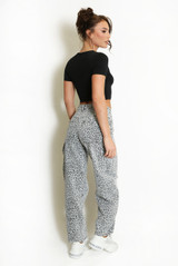 Leopard Print Barrel Jeans