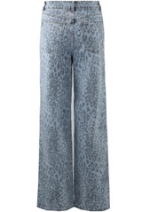 Light Blue Leopard Print Wide Leg Jeans