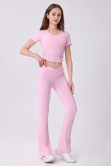 Overlap Front Flare Hem Legging