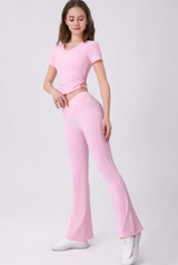 Overlap Front Flare Hem Legging