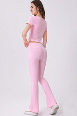 Overlap Front Flare Hem Legging